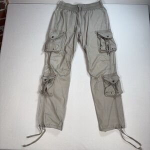 John Elliott Tactical Cargo Pants Men's M / 2 Beige‎ Cotton Ankle Zip Drawstring